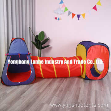 polyester tricolor folding tunnel tent play kids house